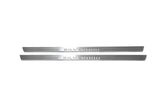 LED door sill plates Chevrolet Silverado III 2014+ in stainless steel with Silverado logo