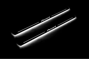 Illuminated LED Door Sill Tread Plates Honda Accord IIX 2008-2013 With Accord Logo Honda Led Door Sills opdesign