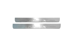 Illuminated LED Door Sill Tread Plates Mitsubishi Lancer Evolution X 2007-2016 With Lancer Evolution X Logo Mitsubishi Led Door Sills opdesign