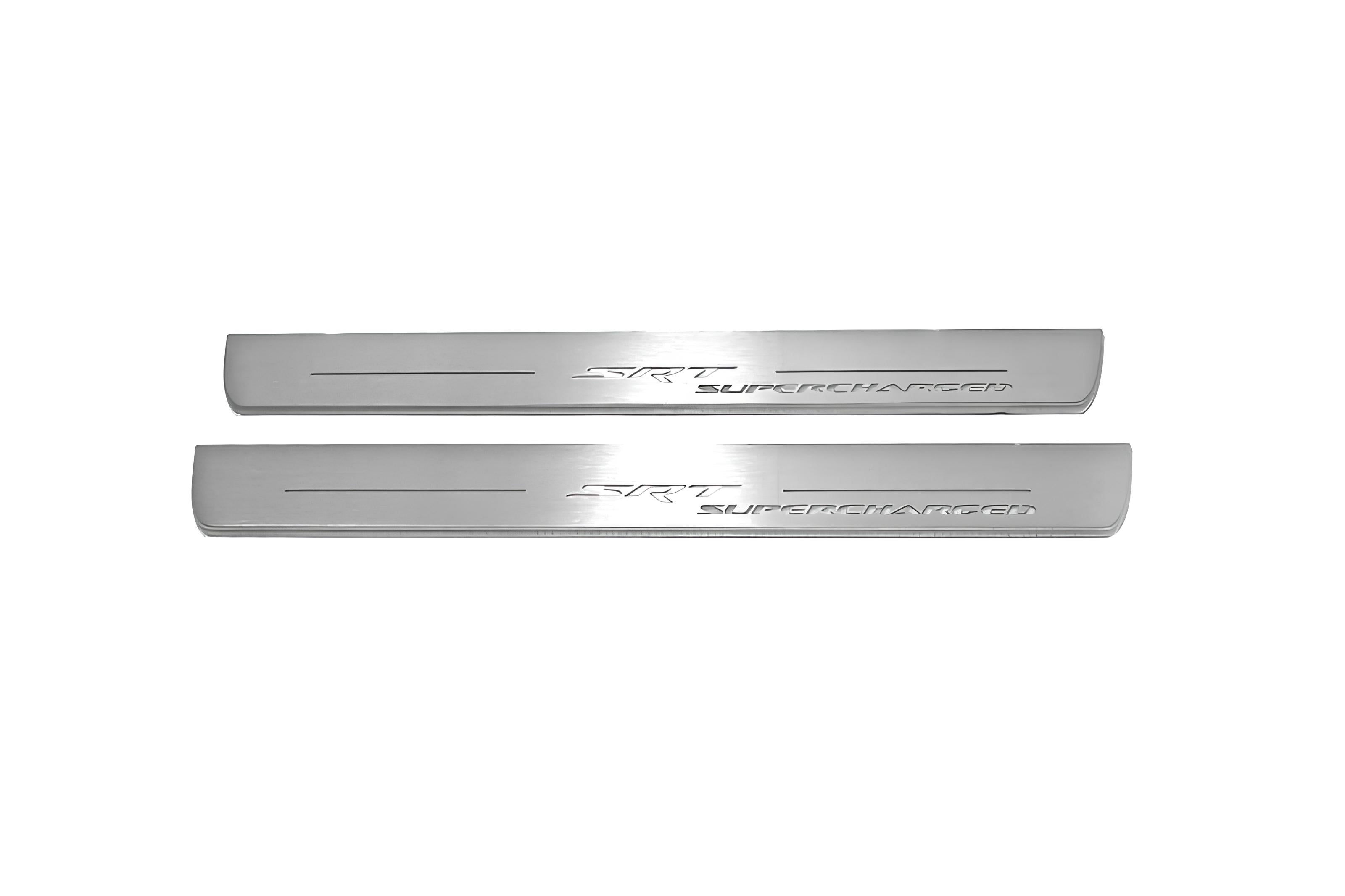 Illuminated LED Door Sill Tread Plates Jeep Grand Cherokee IV 2010-2021 With SRT Supercharged Logo Jeep Led Door Sills opdesign