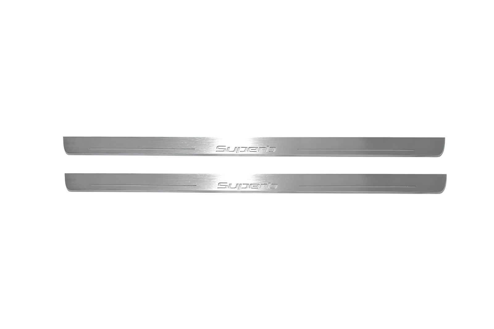 Skoda SuperB II 2008+ LED door sill plates stainless steel with SuperB logo