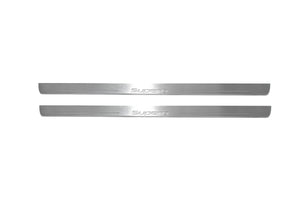Illuminated LED Door Sill Tread Plates Skoda SuperB II 2008-2015 With SuperB Logo Skoda Led Door Sills opdesign