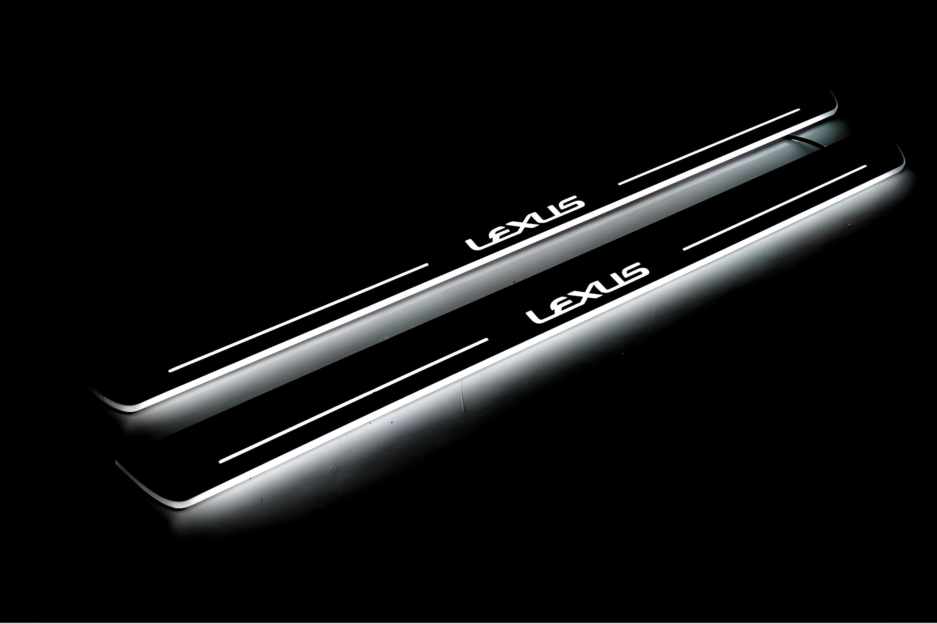 Illuminated LED Door Sill Tread Plates Lexus GX I 2002-2009 With Lexus Logo Lexus Led Door Sills opdesign