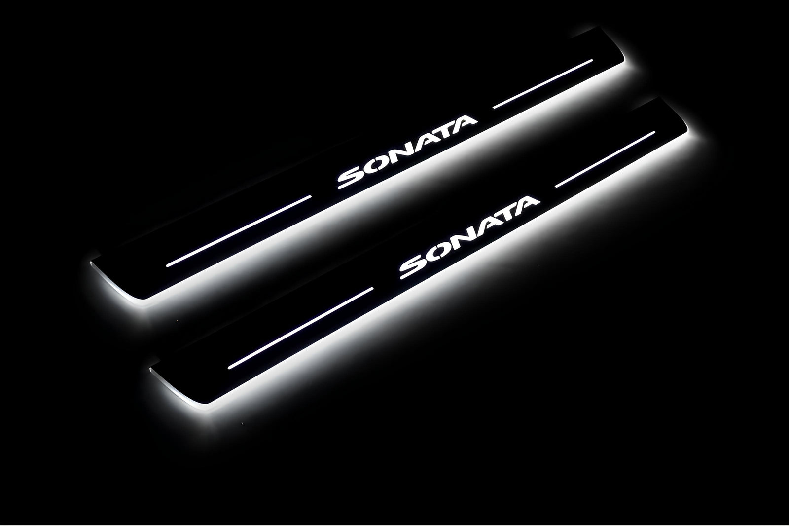 LED door sill plates for Hyundai Sonata VII (LF) 2014+ stainless steel with Sonata logo