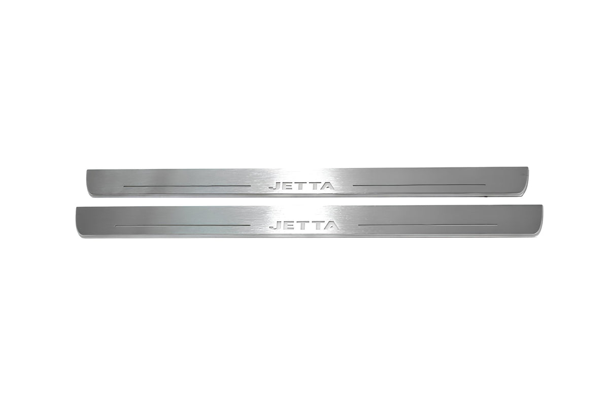 stainless steel LED door sill plates with Volkswagen Jetta VII 2019+ with Jetta logo