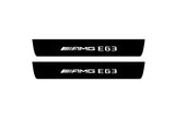 Mercedes E W213 2016+ door sill plates in stainless steel with AMG E63 logo