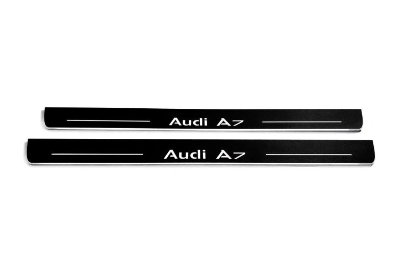 Audi A7 C7 2010+ LED door sill plates stainless steel with Audi A7 logo