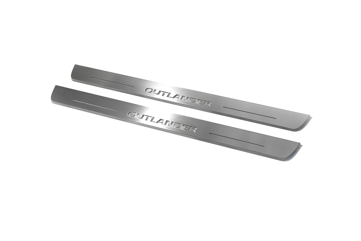 LED door sill plates Mitsubishi Outlander IV 2021+ stainless steel with Outlander logo