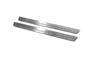 Illuminated LED Door Sill Tread Plates Mitsubishi Outlander III 2012-2021 With Outlander Logo Mitsubishi Led Door Sills opdesign