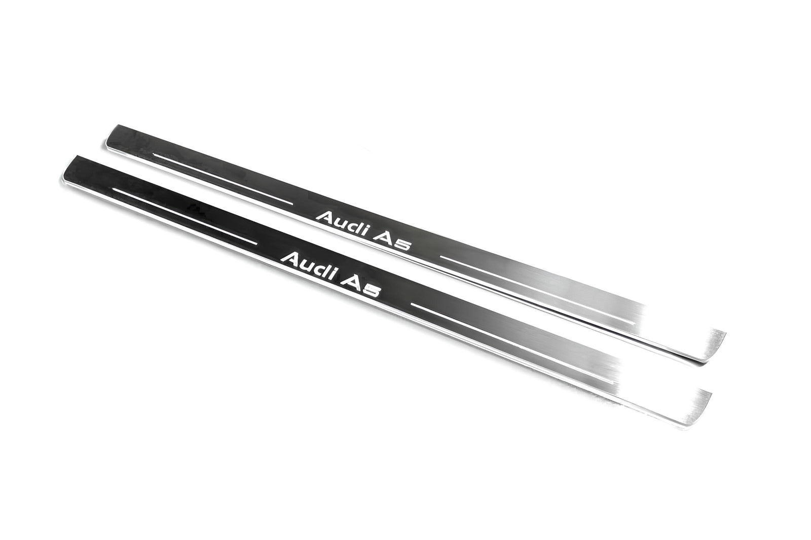 LED door sill plates Audi A5 II 2016+ in stainless steel with Audi A5 logo