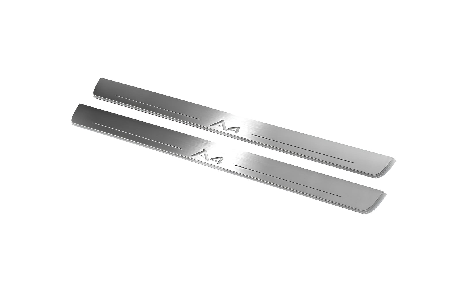 Audi A4 B8 2007+ illuminated entry guards in stainless steel with A4 logo