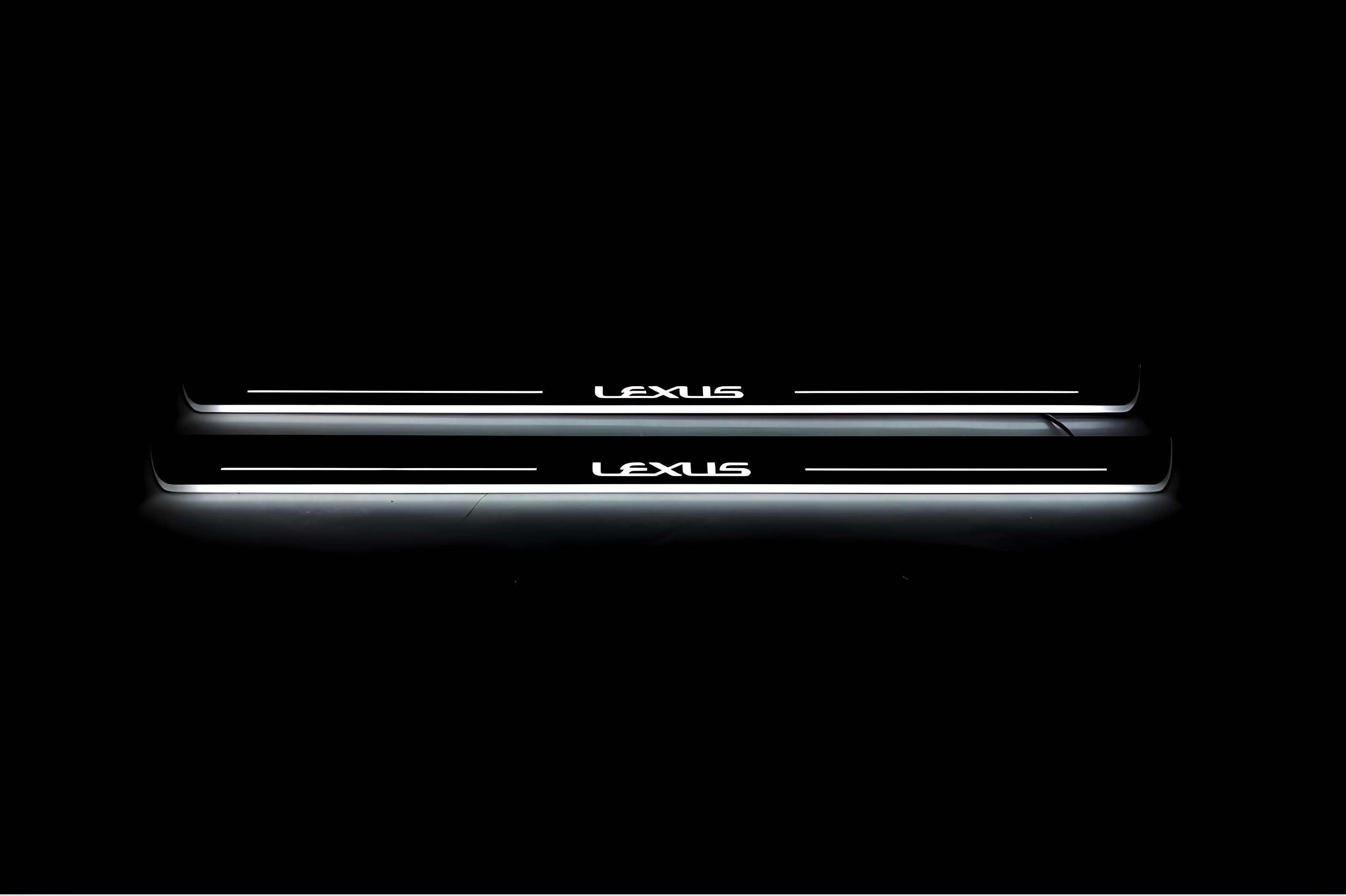 Illuminated LED Door Sill Tread Plates Lexus GX I 2002-2009 With Lexus Logo Lexus Led Door Sills opdesign