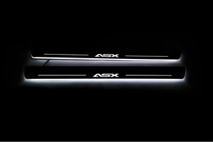 Illuminated LED Door Sill Tread Plates Mitsubishi ASX I 2010-2023 With ASX Logo Mitsubishi Led Door Sills opdesign