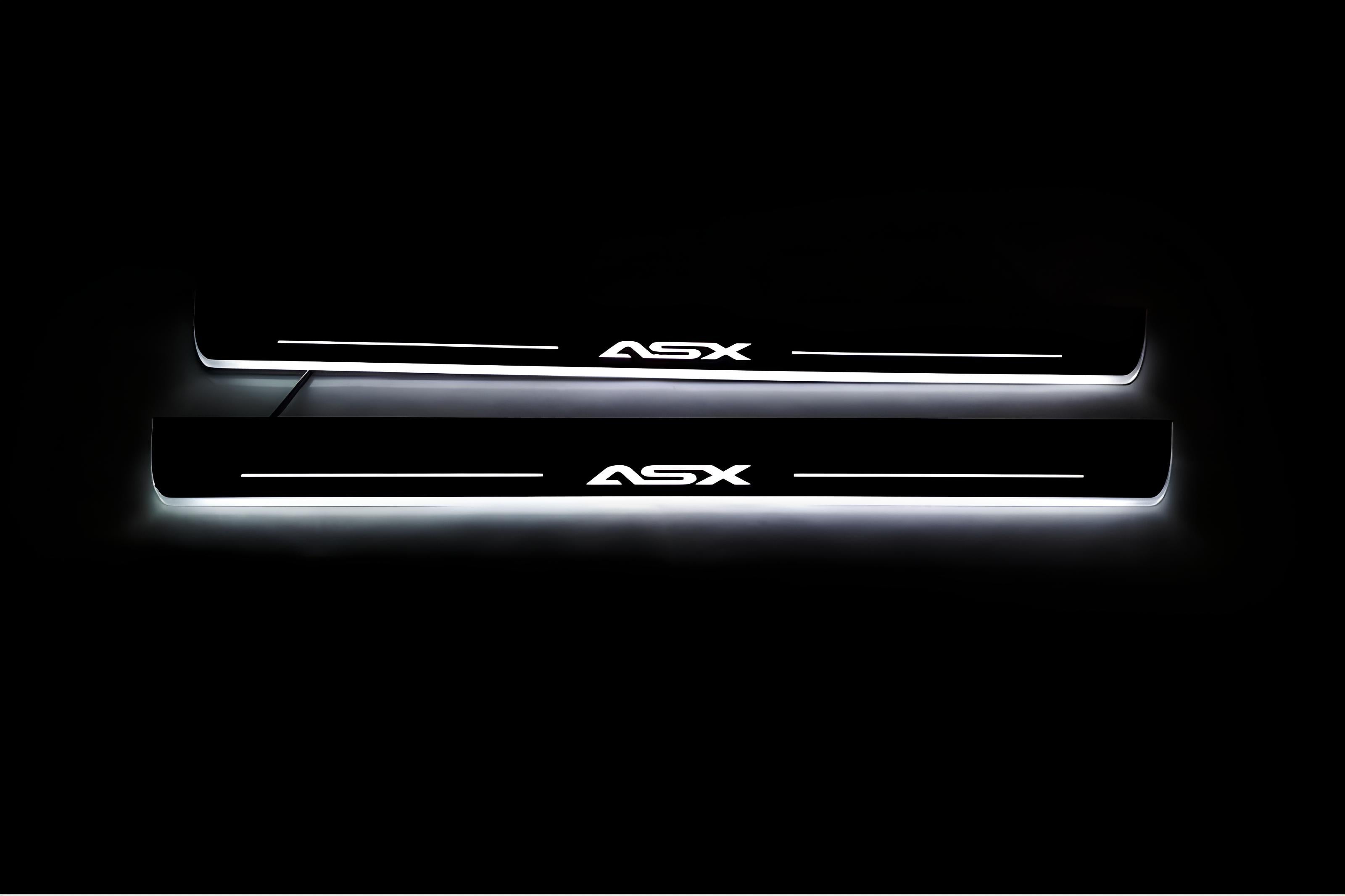 Illuminated LED Door Sill Tread Plates Mitsubishi ASX I 2010-2023 With ASX Logo Mitsubishi Led Door Sills opdesign