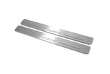 Nissan Patrol Y62 2010+ LED door sill plates in stainless steel with NISMO logo