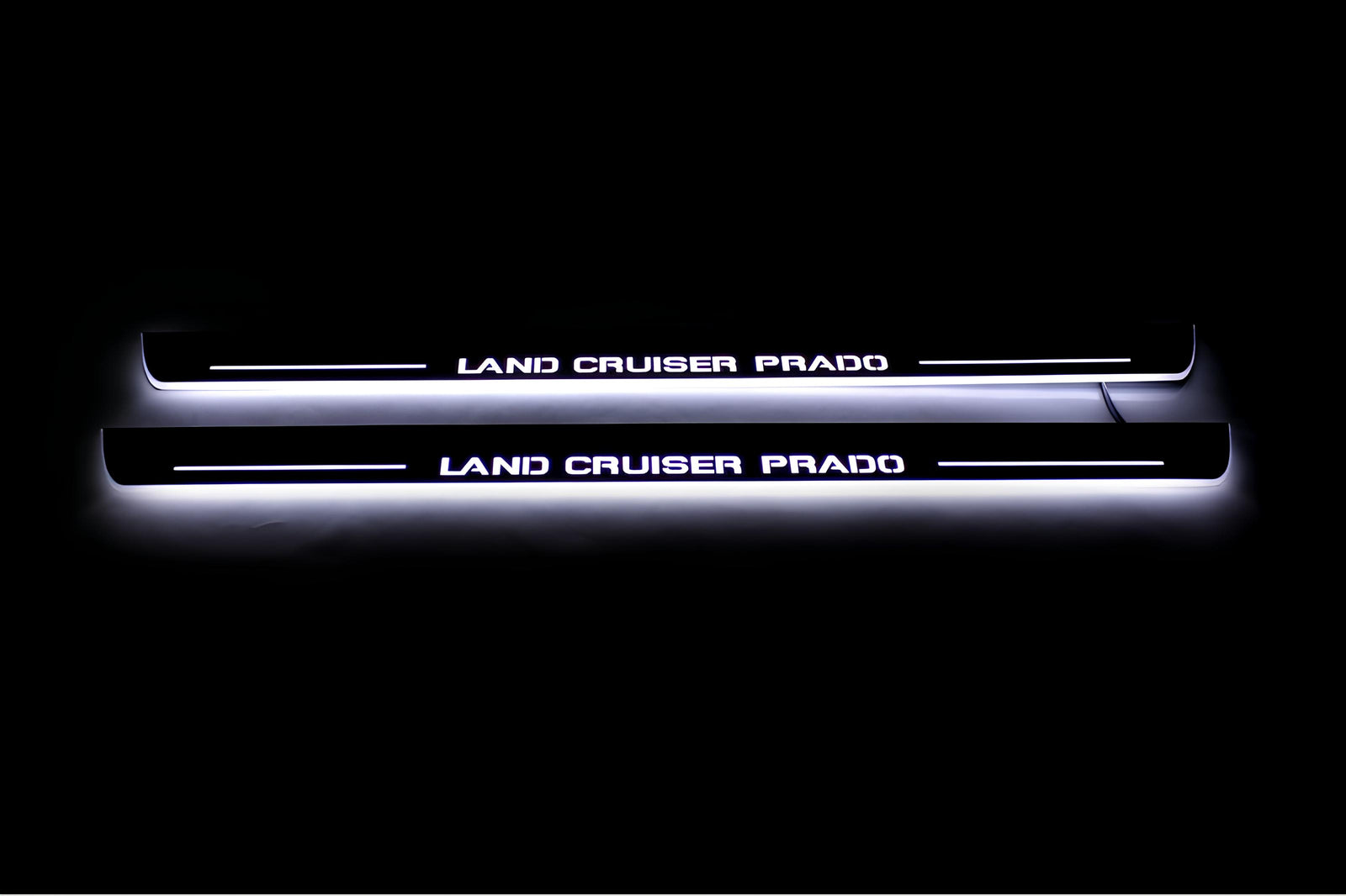 stainless steel LED door sill plates for Toyota Prado 120 2002+ with Land Cruiser Prado logo