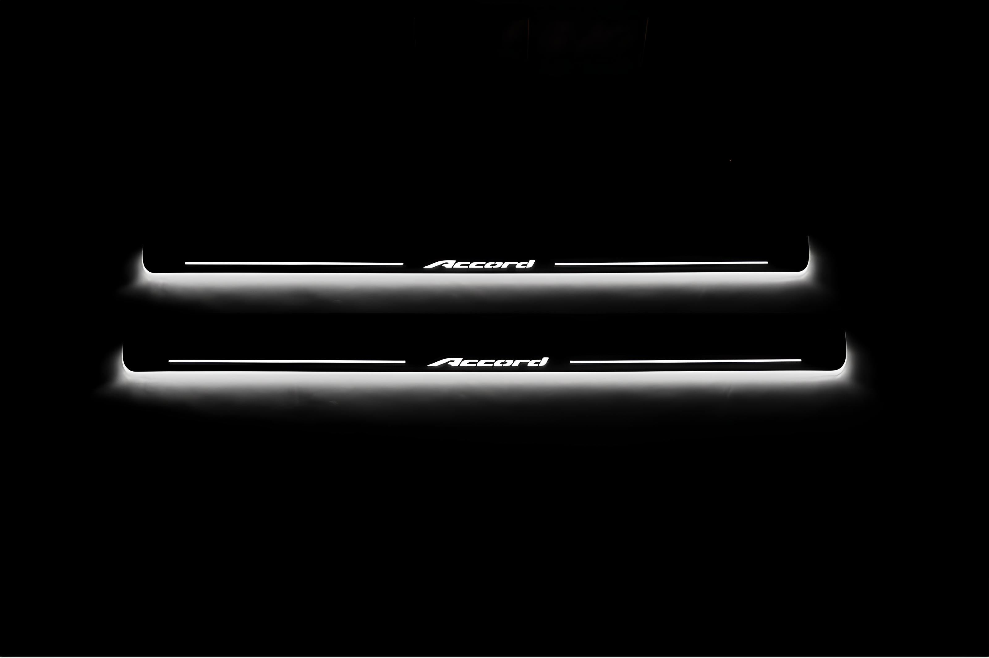Illuminated LED Door Sill Tread Plates Honda Accord IIX 2008-2013 With Accord Logo Honda Led Door Sills opdesign