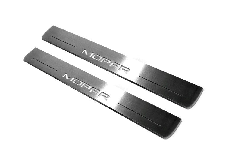 Dodge Durango III 2011+ stainless steel LED door sill plates with MOPAR logo