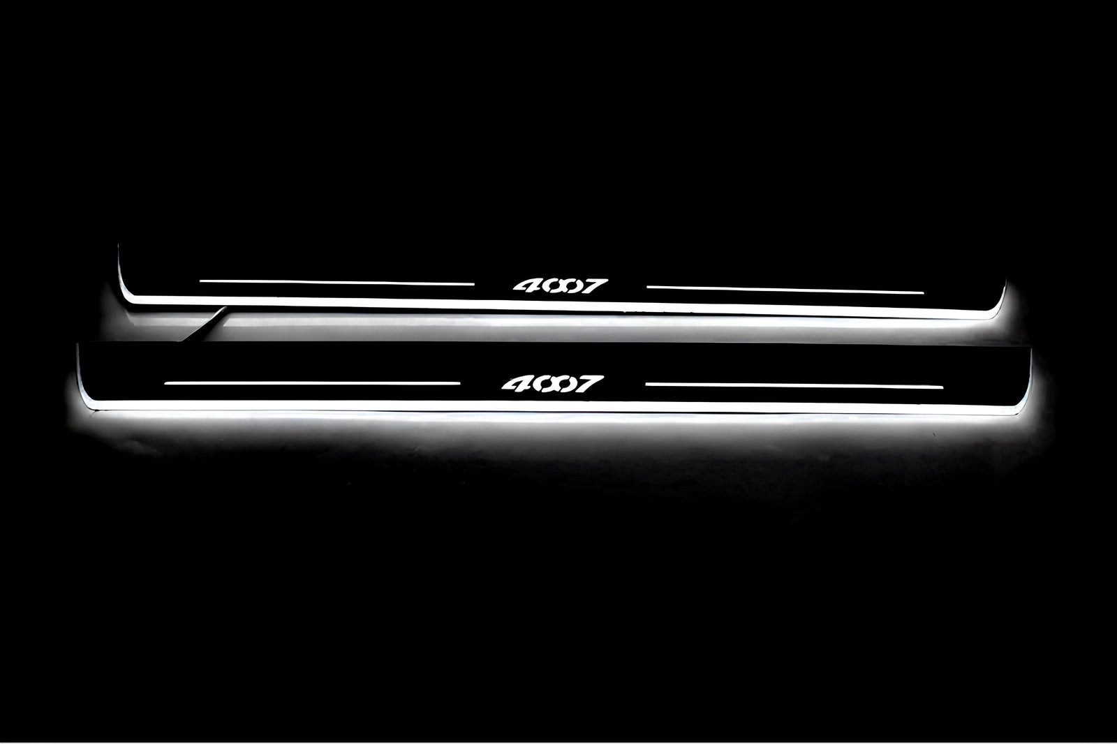 LED door sill plates for Peugeot 4007 2007+ stainless steel with 4007 logo
