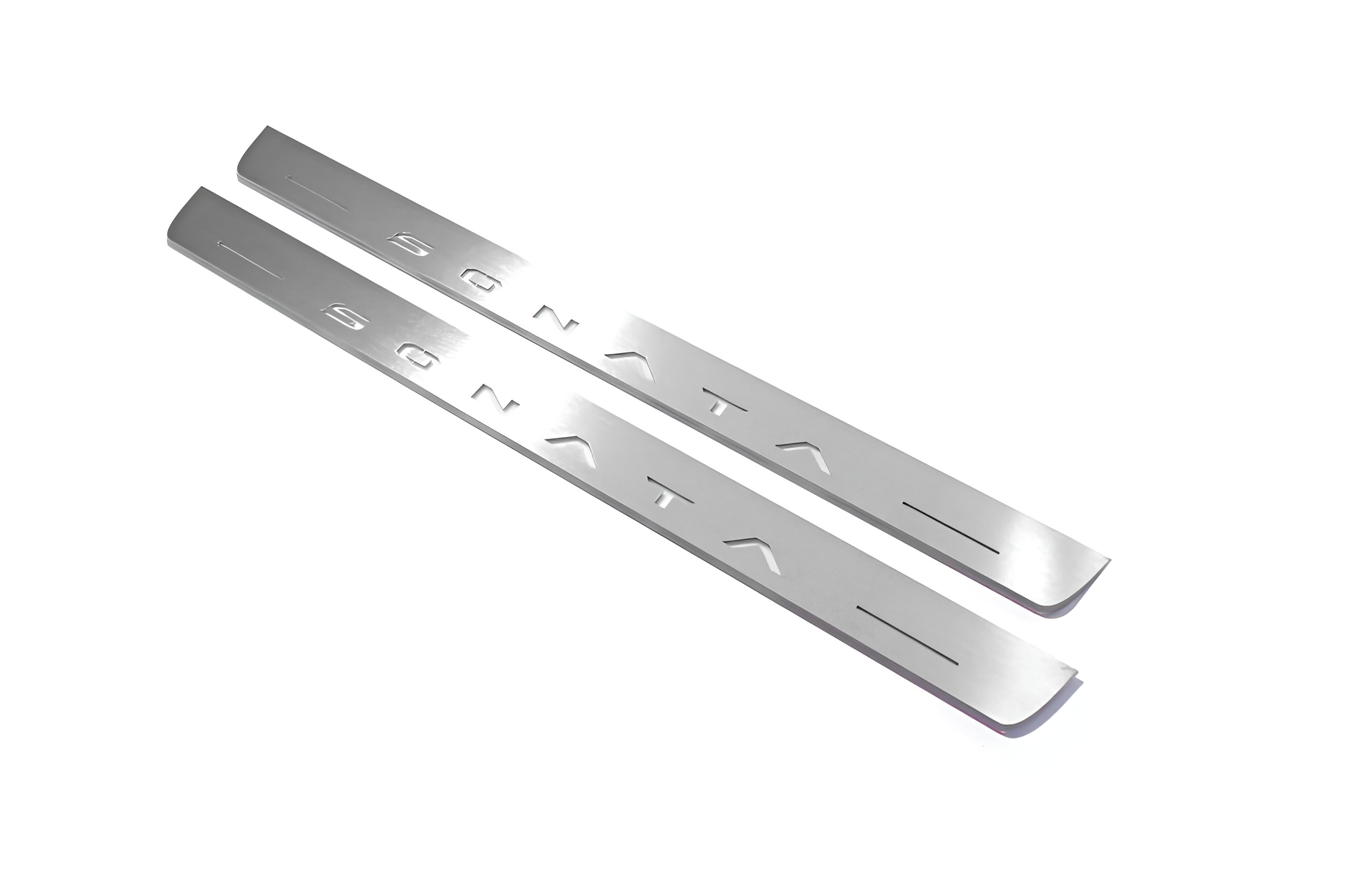 Illuminated LED Door Sill Tread Plates Hyundai Sonata VIII FL 2024+ With Sonata Logo Hyundai Led Door Sills opdesign