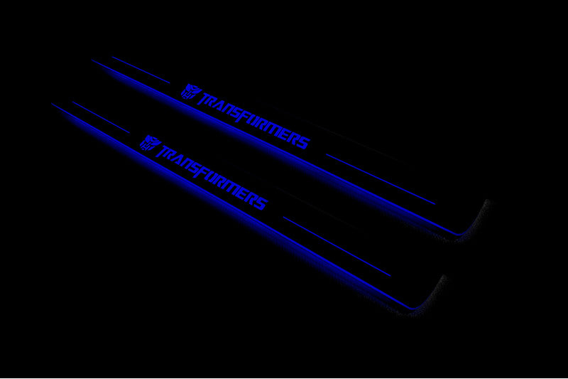 Chevrolet Camaro V E37 2009+ stainless steel LED door sill plates with Transformers logo