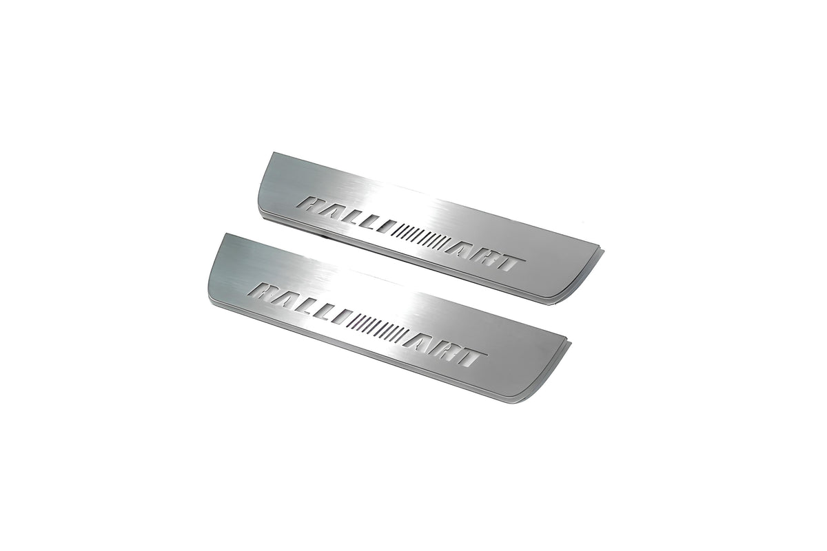 stainless steel LED door sill plates for Mitsubishi Lancer X 2007+ with RalliArt logo