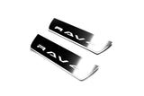 Toyota Rav4 VI XA60 2025-2026 stainless steel illuminated entry guards with Rav4 logo