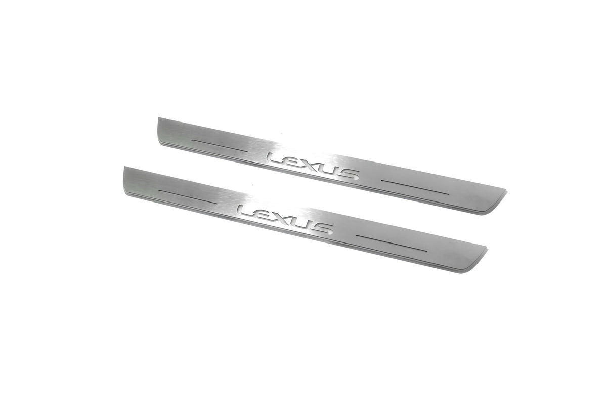 LED door sill plates for Lexus LX III 2008+ stainless steel with Lexus logo