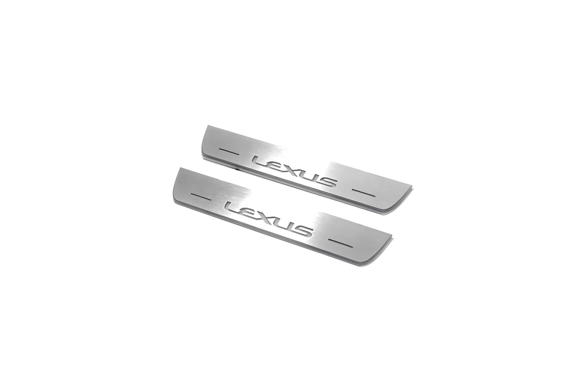 Lexus NX I 2014+ illuminated entry guards in stainless steel with Lexus logo