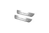 LED door sill plates Skoda Octavia III (A7) 2013+ in stainless steel with Octavia logo