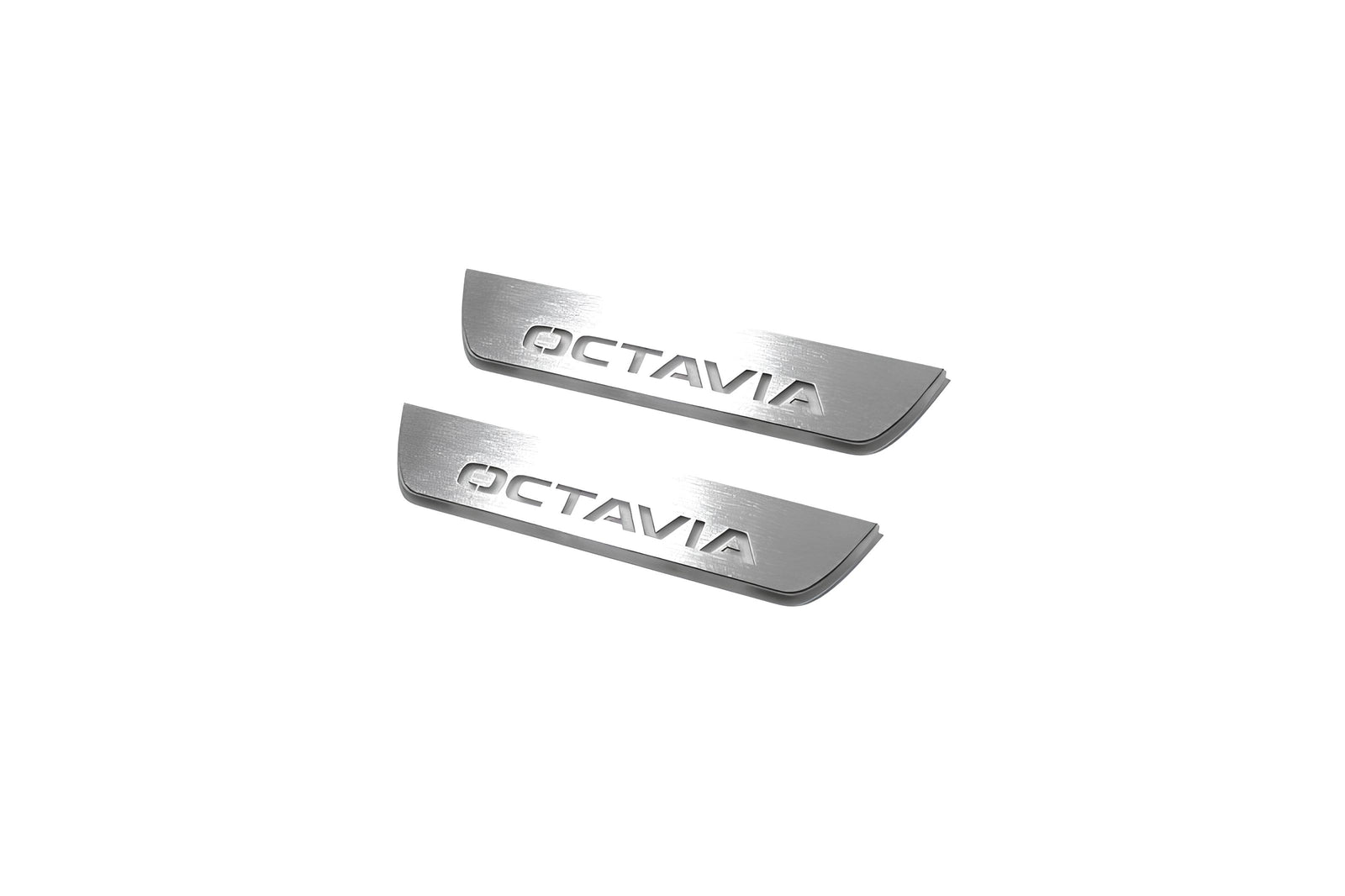 LED door sill plates Skoda Octavia III (A7) 2013+ in stainless steel with Octavia logo