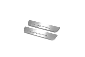 Illuminated LED Door Sill Tread Plates Porsche Cayenne II 2010-2017 With Cayenne Logo Porsche Led Door Sills opdesign