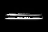 Dodge Charger LD 2023+ entry guards in stainless steel with Scat Pack logo
