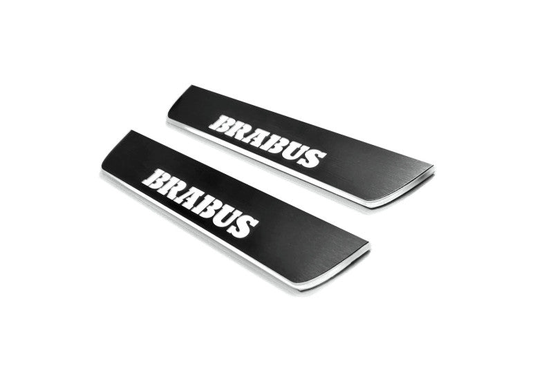 LED door sill plates Mercedes ML W166 2011+ in stainless steel with Brabus logo