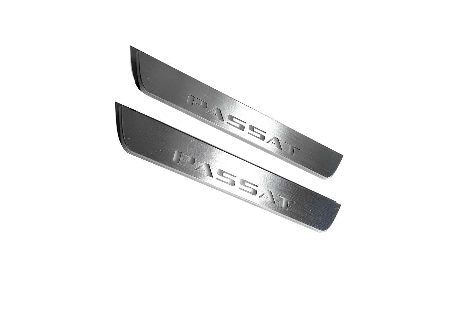 Volkswagen Passat B6 2005+ illuminated entry guards in stainless steel with Passat logo