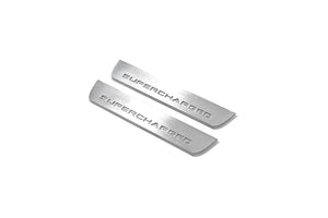 Illuminated LED Door Sill Tread Plates Range Rover III 2002-2012 With Supercharged Logo Range Rover Led Door Sills opdesign