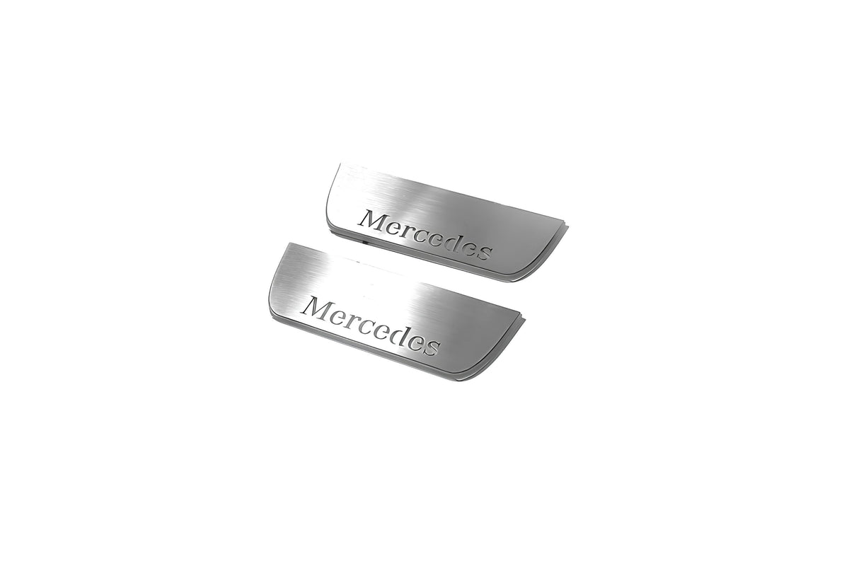 Mercedes ML W164 2005+ LED door sill plates stainless steel with Mercedes-Benz logo