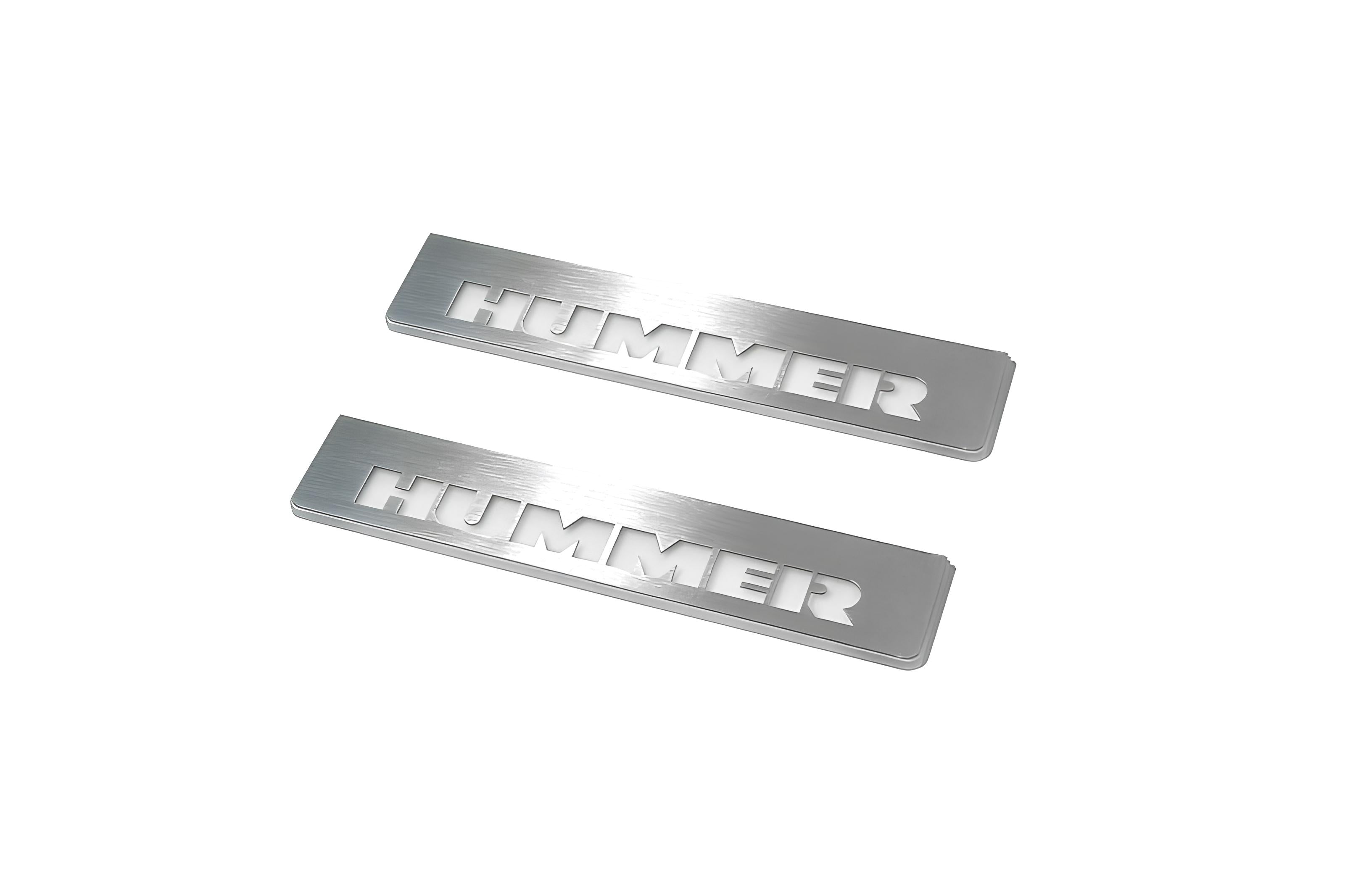 Illuminated LED Door Sill Tread Plates Hummer H2 2002-2009 With Hummer Logo Hummer Led Door Sills opdesign