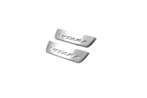 Illuminated LED Door Sill Tread Plates Suzuki Vitara 2015+ With Vitara Logo Suzuki Led Door Sills opdesign