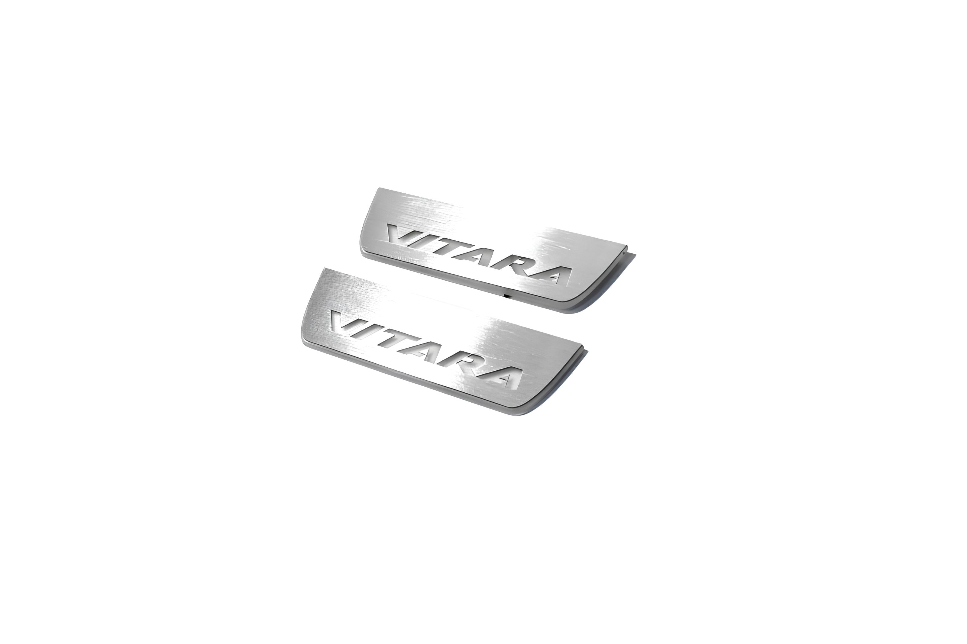 Illuminated LED Door Sill Tread Plates Suzuki Vitara 2015+ With Vitara Logo Suzuki Led Door Sills opdesign