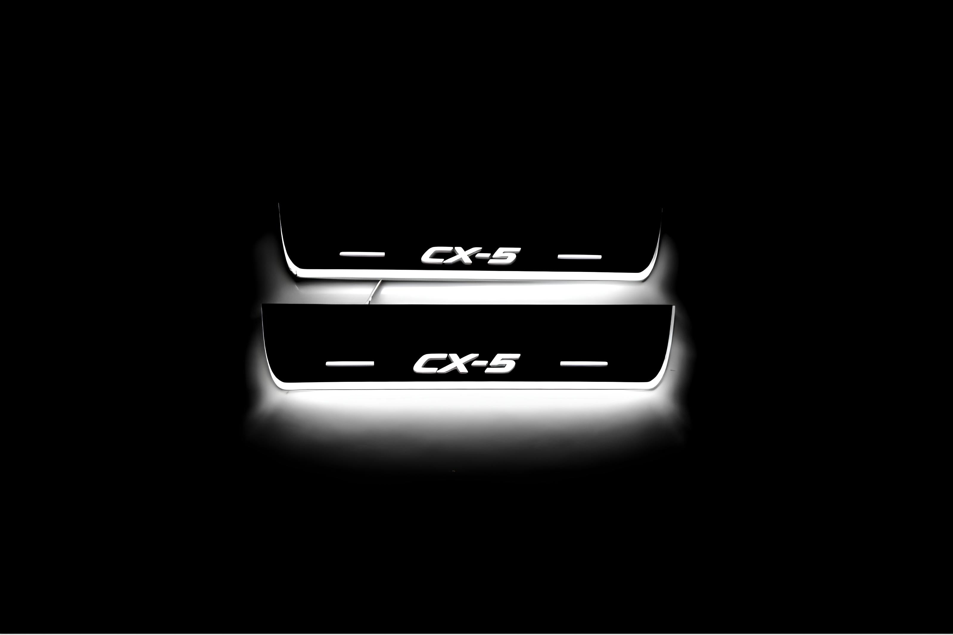 Illuminated LED Door Sill Tread Plates Mazda CX-5 II 2017+ With CX-5 Logo Mazda Led Door Sills opdesign