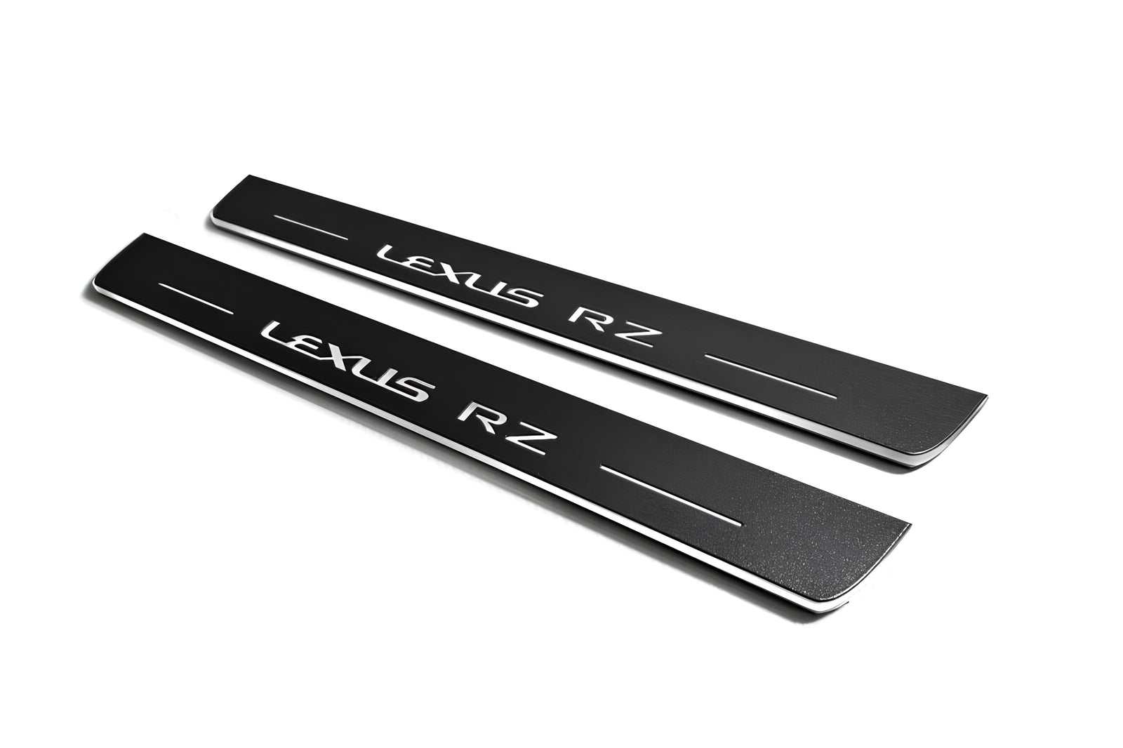 stainless steel LED door sill plates with Lexus RZ 2022+ with Lexus RZ logo