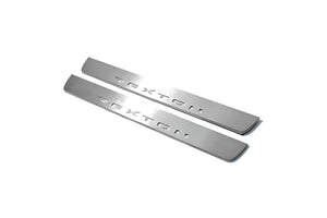 Illuminated LED Door Sill Tread Plates SsangYong Rexton II 2006-2012 With Rexton Logo SsangYong Led Door Sills opdesign