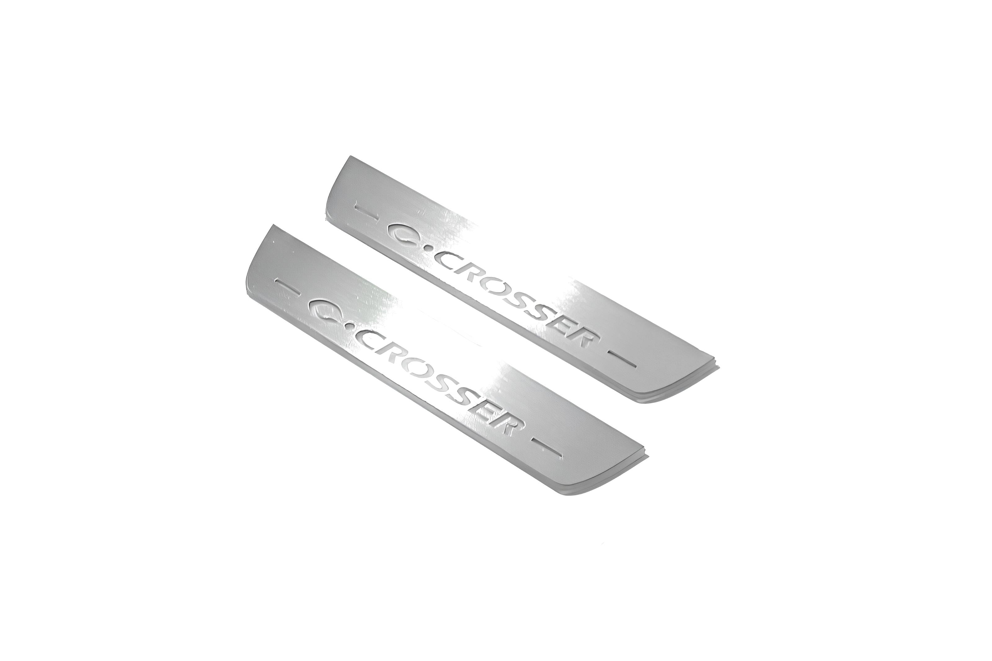 Illuminated LED Door Sill Tread Plates Citroen C-Crosser 2007-2012 With C-Crosser Logo Citroen Led Door Sills opdesign