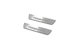 Volkswagen Touareg II 2010+ illuminated entry guards in stainless steel with Touareg logo