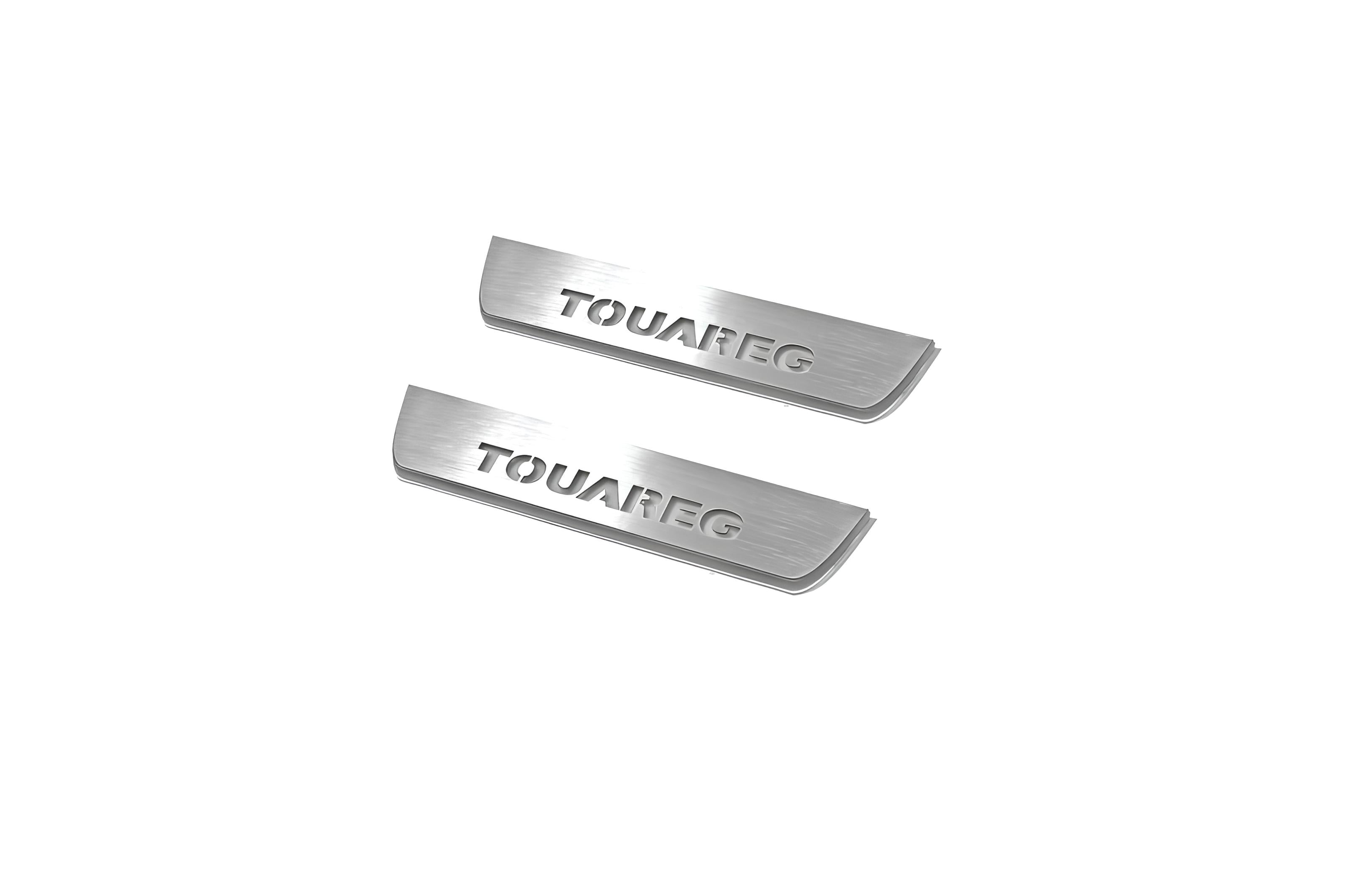Illuminated LED Door Sill Tread Plates Volkswagen Touareg II 2010-2018 With Touareg Logo Volkswagen Led Door Sills opdesign