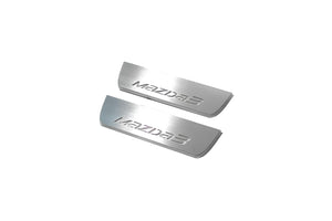 Illuminated LED Door Sill Tread Plates Mazda 3 III 2013-2019 With Mazda 3 Logo Mazda Led Door Sills opdesign