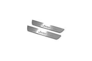 Illuminated LED Door Sill Tread Plates Jeep Grand Cherokee III 2005-2010 With Grand Cherokee Logo Jeep Led Door Sills opdesign