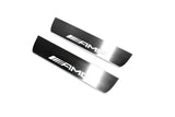 Mercedes E W211 2002+ LED door sill plates in stainless steel with AMG logo