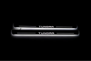 Illuminated LED Door Sill Tread Plates Toyota Tundra IV 2022+ With Tundra Logo Toyota Led Door Sills opdesign